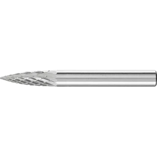 Pferd Carbide Bur – Tree Shape (Pointed), DIA Cut 1/4” x 5/8” x 1/4” Shank – SG-1 ( EDP 24783)