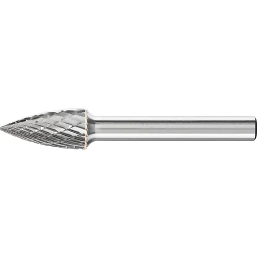 Pferd Carbide Bur – Tree Shape (Pointed), DBL Cut 3/8” x 3/4” x 1/4” Shank – SG-3 ( EDP 24802)
