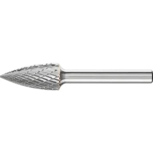 Pferd Carbide Bur – Tree Shape (Pointed), DBL Cut 1/2” x 1” x 1/4” Shank – SG-5 ( EDP 24812)