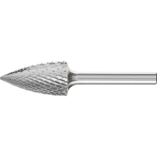 Pferd Carbide Bur – Tree Shape (Pointed), DIA Cut 5/8” x 1” x 1/4” Shank – SG-6 (EDP 24833)