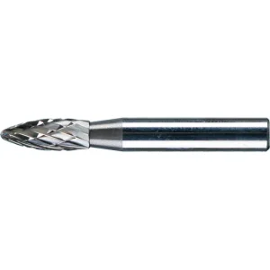 Pferd Carbide Bur – Flame Shape, DBL Cut 1/4” x 5/8” x 1/4” Shank – SH-1 ( EDP 24862)
