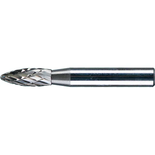 Pferd Carbide Bur – Flame Shape, DBL Cut 1/4” x 5/8” x 1/4” Shank – SH-1 ( EDP 24862)