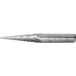 Pferd Carbide Bur – Cone (Pointed), DBL Cut 1/4” x 1” x 1/4” Shank – SM-3 ( EDP 25222)