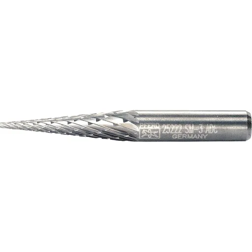 Pferd Carbide Bur – Cone (Pointed), DBL Cut 1/4” x 1” x 1/4” Shank – SM-3 ( EDP 25222)