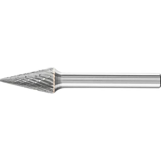 Pferd Carbide Bur – Cone (Pointed), DBL Cut 3/8” x 3/4” x 1/4” Shank – SM-4 ( EDP 25232)