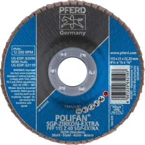 Pferd 60458 Polifan SGP Zirkon-Extra 4-1/2″x7/8″ Flap Disc 40GR (Package of 10)