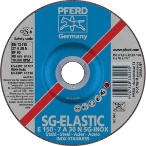Pferd 61107 SG Elastic 6″x1/4″x7/8″ Grinding Wheel (Package of 10)