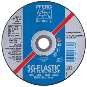 Pferd 61110 SG Elastic 7″x1/4″x5/8″ 11 Thread Grinding Wheel (Package of 10)