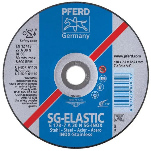 Pferd 61110 SG Elastic 7″x1/4″x5/8″ 11 Thread Grinding Wheel (Package of 10)