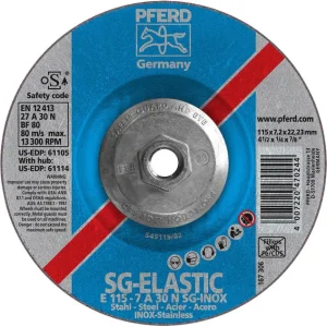 Pferd 61114 SG Elastic 4-1/2″x1/4″x5/8″ 11 Thread Grinding Wheel (Package of 10)