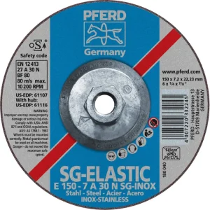 Pferd 61116 SG Elastic 6″x1/4″x5/8″ 11 Thread Grinding Wheel (Package of 10)