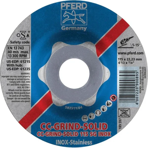 Pferd 61215 CC-Grind®-Solid 4-1/2″x7/8″ Grinding Wheel (Package of 10)