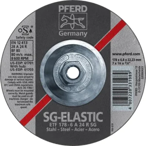 Pferd 61703 SG Elastic 7″x1/4″x5/8″ 11 Thread Grinding Wheel (Package of 10)
