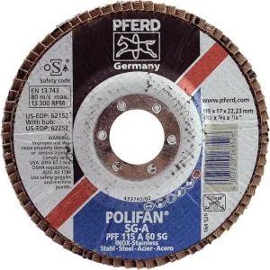 Pferd 62152 Polifan SG A 4-1/2″x7/8″ Flap Disc 60GR (Package of 10)