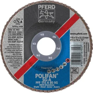 Pferd 62154 Polifan SG A 4-1/2″x7/8″ Flap Disc 80GR (Package of 10)