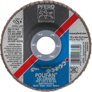 Pferd 62178 Polifan SG Zirkon 4-1/2″x7/8″ Flap Disc 60GR (Package of 10)