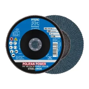 PFERD Flap Disc 7″ x 7/8 Z SG POWER STEELOX 36 Grit Zirconia – 10-Pack (EDP 62187)