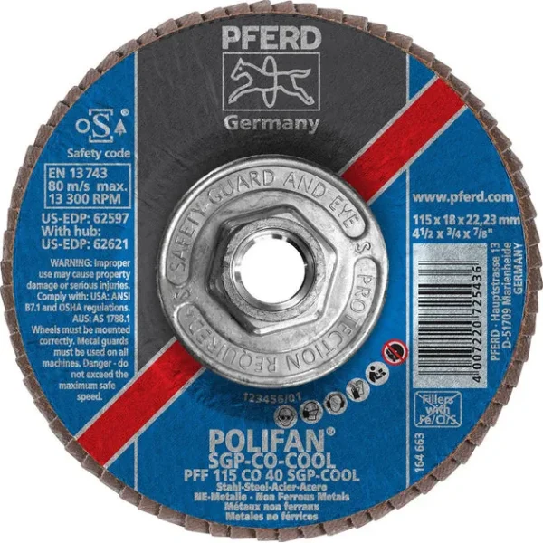 Pferd 62621 Polifan SGP CO-COOL 4-1/2″x5/8″ 11 Thread Flap Disc 40GR (Package of 10)