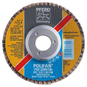Pferd 63056 Polifan PSF Zirkon 6″x5/8″ 11 Thread Flap Disc 40GR (Package of 10)