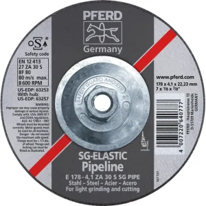 Pferd 63257 SG Elastic Pipeline 7″x1/8″x5/8″ 11 Thread Cut-Off Wheel (Package of 10)