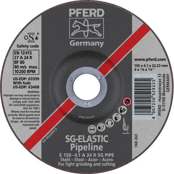 Pferd 63399 SG Elastic Pipeline 6″x1/8″x7/8″ Cut-Off Wheel (Package of 10)