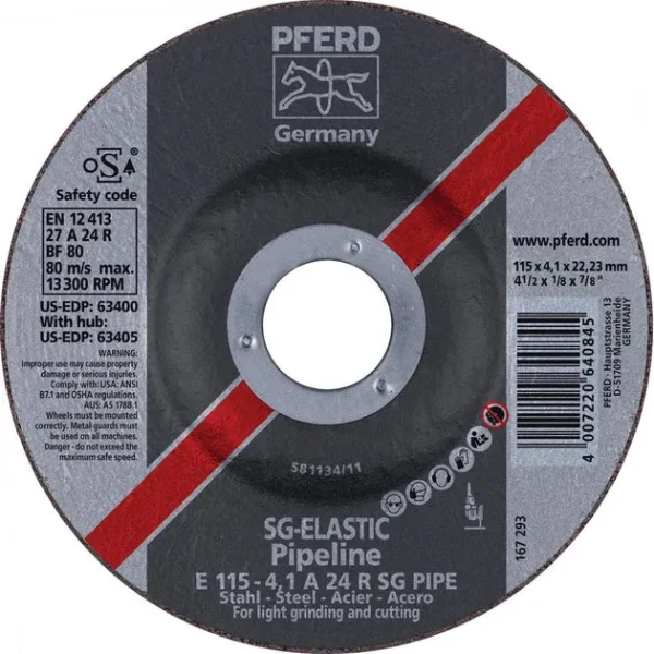 Pferd 63400 SG Elastic Pipeline 4-1/2″x1/8″x7/8″ Cut-Off Wheel (Package of 10)