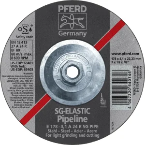 Pferd 63403 SG Elastic Pipeline 7″x1/8″x5/8″ 11 Thread Cut-Off Wheel (Package of 10)