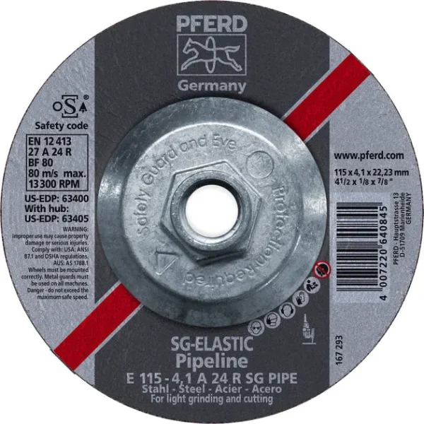 Pferd 63405 SG Elastic Pipeline 4-1/2″x1/8″x5/8-11″ Thread Cut-Off Wheel (Package of 10)