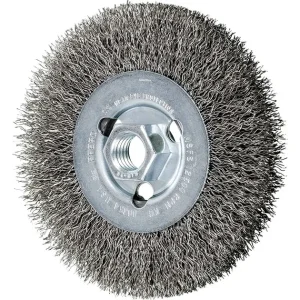 PFERD 80354 Crimped Wheel Brush, Stainless Steel Wire, 4-1/2″ Diameter, 5/8-11 Thread (12500 RPM) (Package of 5)