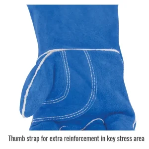 Black Stallion Split Cowhide Stick Glove with Palm Guard, Blue 113L