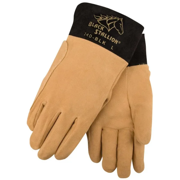 Black Stallion Short Cuff Premium Deerskin TIG Glove – 24D-BLK