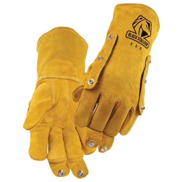 Black Stallion Split Cowhide Stick Glove with FluxGuard Snaps – 580
