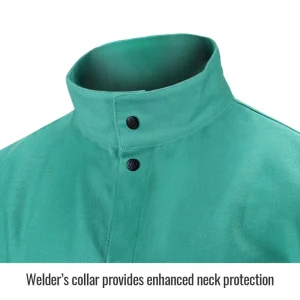 Black Stallion TruGuard™ 200 FR Cotton Welding Jacket, 36″ Green – F9-36C