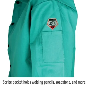 Black Stallion TruGuard™ 200 FR Cotton Welding Jacket, 36″ Green – F9-36C