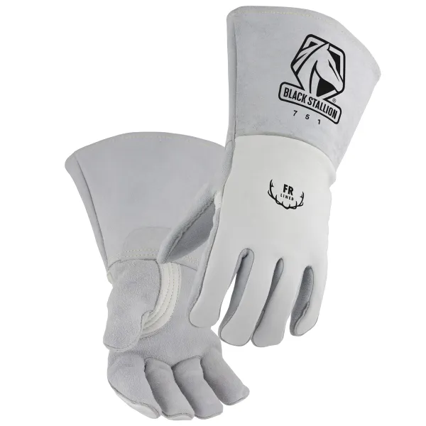 Revco Black Stallion Reversed Grain Palm Elkskin, FR Cotton Premium Welding Gloves #751