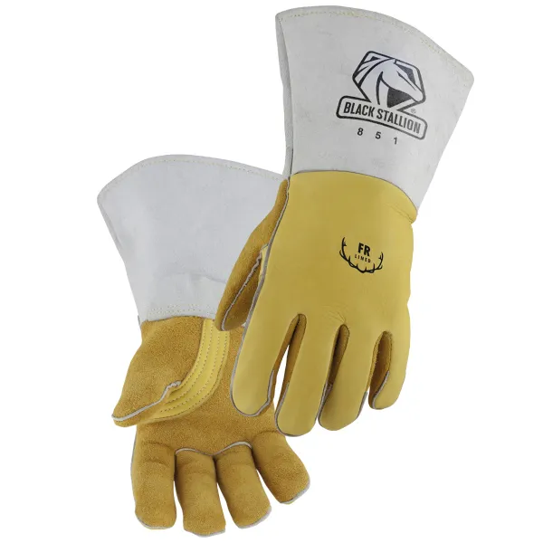 Revco Black Stallion Elkskin Stick Glove with FR Cotton Lined Back, Gold #851