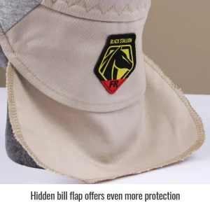Revco Black Stallion FR Cotton Welding Cap with Hidden Bill Extension (Gray/Stone Khaki) #AH1630-GS