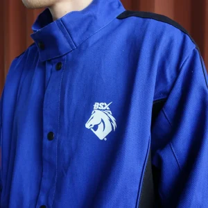 Black Stallion FR Welding Jacket, Blue w/Blue Flames – BXRB9C