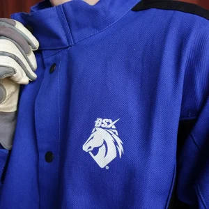 Black Stallion FR Welding Jacket, Blue w/Blue Flames – BXRB9C
