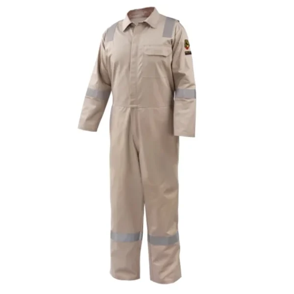 Black Stallion AR/FR Cotton Coverall with Reflective FR Tape, Stone Khaki CF2118-ST