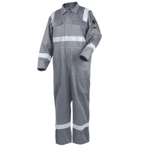 Revco Black Stallion Deluxe Flame-Resistant (FR) Cotton Coverall, Gray with 2″ Reflective Tape #CF2216-GY