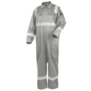 Revco Black Stallion Deluxe Flame-Resistant (FR) Cotton Coverall, Stone Khaki with 2″ Reflective Tape #CF2216-ST