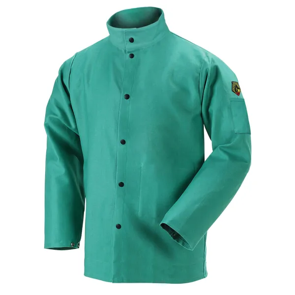 Revco Black Stallion 12 oz. Flame-Resistant (FR) Cotton Welding Jacket, 36″ Length, Green #F2-36C