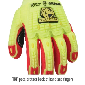 Black Stallion A6 Cut Resistant And Impact Sandy Nitrile Coated Hi-Vis Hppe Blend Glove