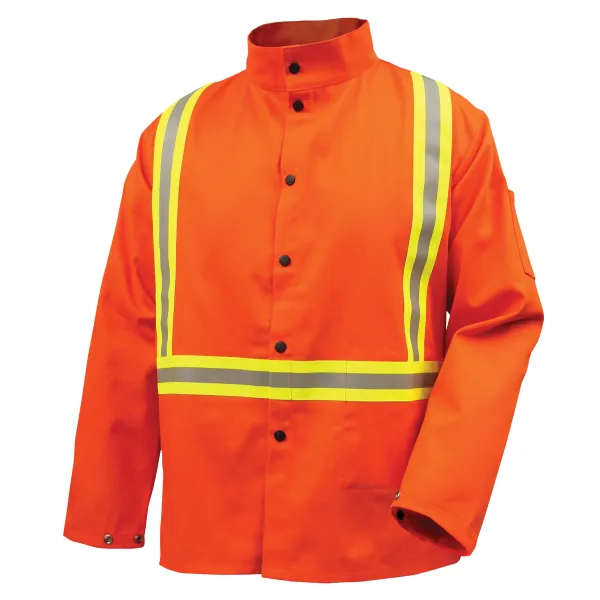 Revco Black Stallion Safety Welding Jacket w/ FR Triple Trim Tape (Orange) #JF1010-OR