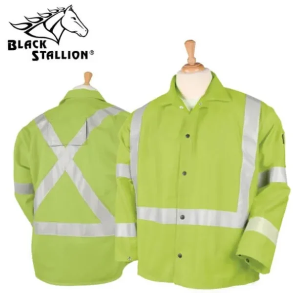 Black Stalion #JF1012-LMTruGuard™ 200 FR Cotton Welding Jacket, Reflectives – 30″