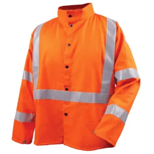 Black Stallion TruGuard™ Orange 200 FR Cotton Welding Jacket, Reflectives – 30″ #JF1012-OR