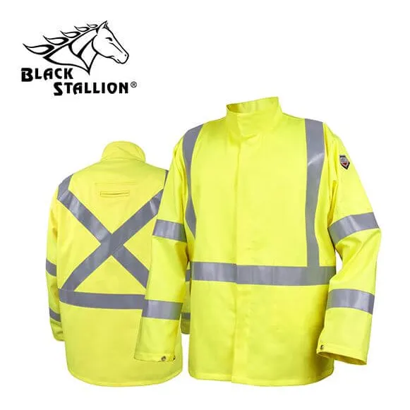 Black Stallion TruGuard 250 FR Cotton Welding Jacket, Reflectives – 32″ #JF1117