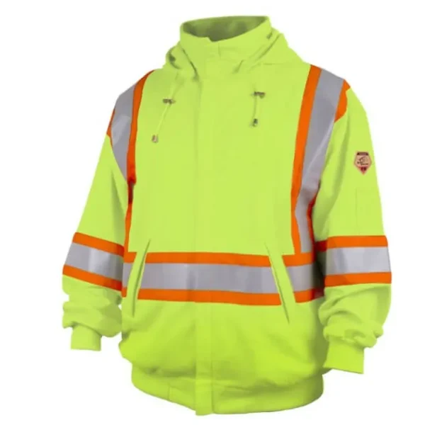 Black Stallion TruGuard™ 200 FR Cotton Full-Zip Hooded Sweatshirt, Safety Lime #JF1332-LM