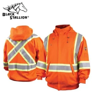 Black Stallion TruGuard™ 200 FR Cotton Hooded Sweatshirt, Reflectives, Orange #JF1332-OR